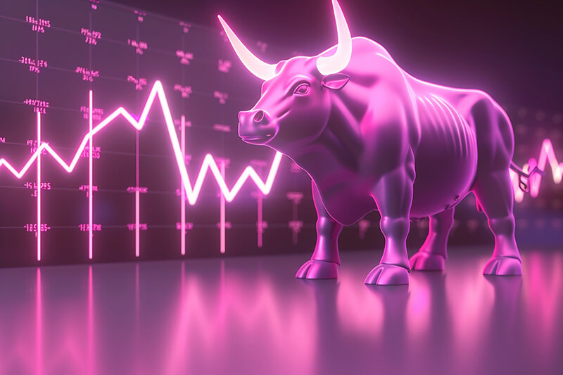 renderizacao 3d de touro de neon financeiro